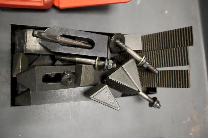 1-2-3 Precision Blocks, 2 x  2.5 x 3" Vee Block, Assorted Small Clamp Down Hardware- Auction Item