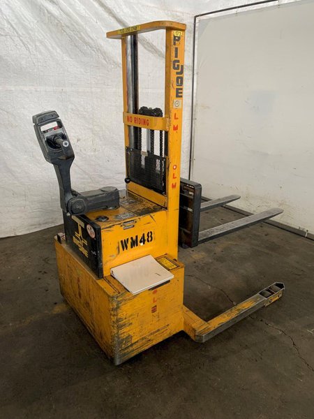 3,000 LB BIG JOE MODEL PDM 30-60 ELECTRIC WALK BEHIND FORKLIFT. STOCK # 1061023.