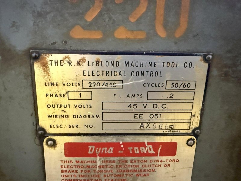 19&quot; X 80&quot; LEBLOND MODEL #6E REGAL ENGINE LATHE 1.75&quot; HOLE: YOBRO #23961