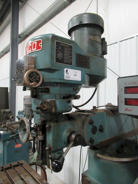 Enco 100-1529 Vertical Knee Mill, 9x42 Table, Power Table Feed, DRO- Auction Item