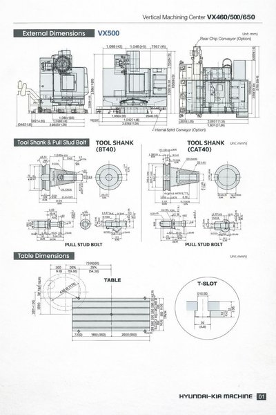 Hyundai-Kia - VX500 X: 1060 / Y: 510 / Z: 635 mm
