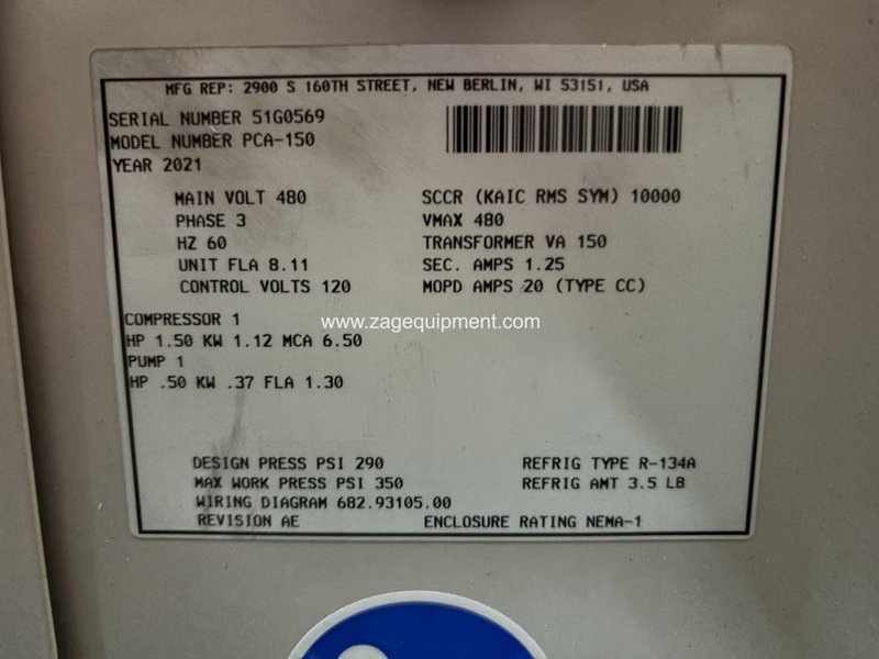 AEC Used PCA-150 Portable Chiller, 1.5 ton, 480V, Yr. 2021