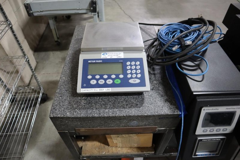 Bagging Center: SHarp SX-16H Bag Filler and Sealer, Metler Toledo Electronic Digital Scale, Granite Surface Plate, Steel Stand - Remote Foot Trip- Auction Item