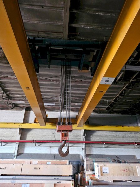 40 TON X 48' SPAN MUNCK LOADRUNNER OVERHEAD BRIDGE CRANE. STOCK # 0982226