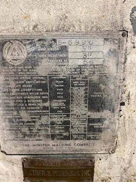 60 TON MINSTER MODEL #6 OBI PRESS, 5" STROKE: STOCK #12579