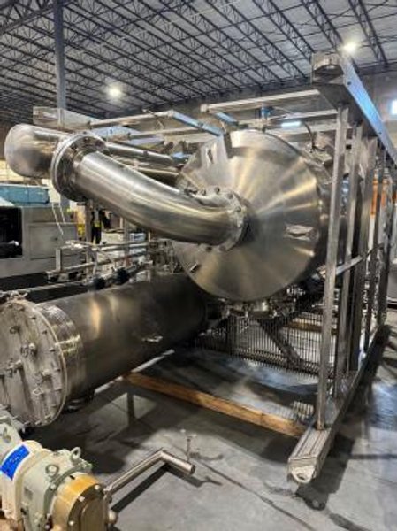 Buflovac / Hebeler 12-04878 Double-Effect Rising/Falling Film Evaporator System, 2017 – 6,500 lb/hr 316L SS Food/Protein Concentrator