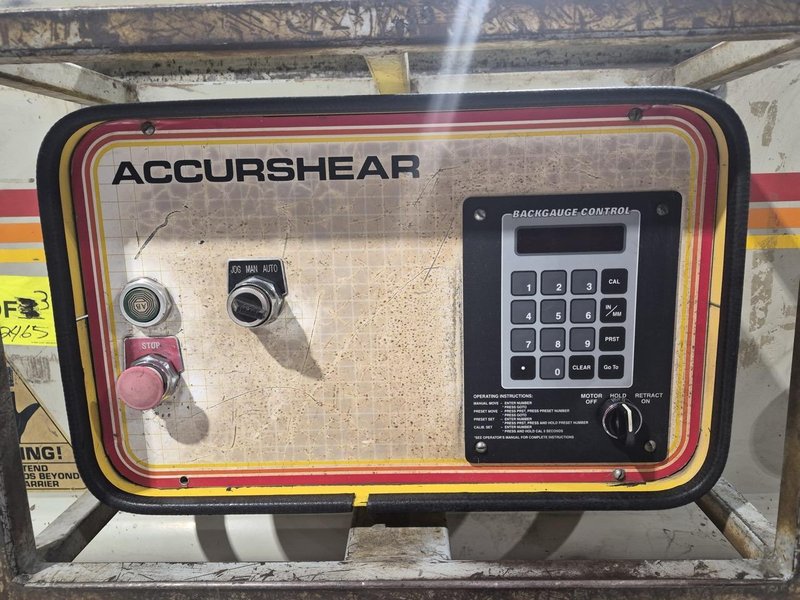 1/4″ X 10′ Accurshear 625010 Shear, 1996 – Backgauge