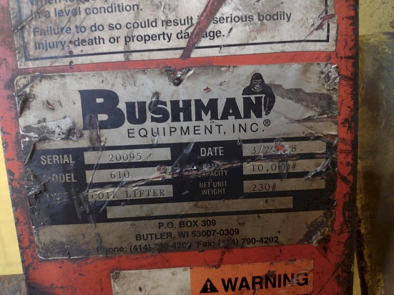 10,000 LB 5 TON X 20&quot; BUSHMAN MODEL #610 C-HOOK COIL LIFTER: STOCK #15858