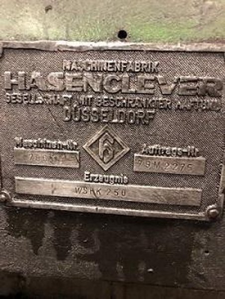 250 TON HASENCLEVER #WSHK-250 FORGING PRESS