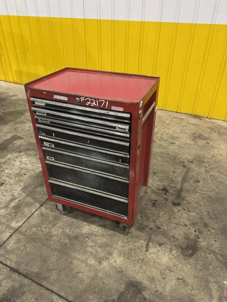 9 DRAWER X 27" X 18" RED TOOL BOX PARTS CABINET: STOCK #22171