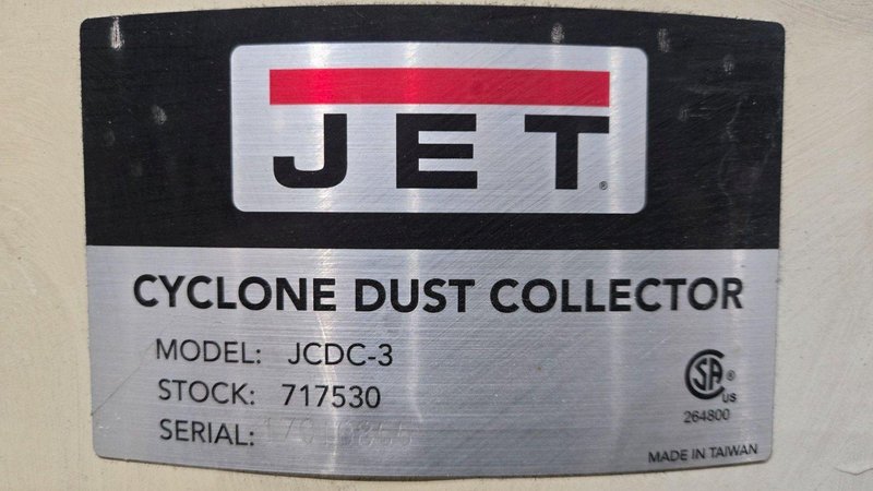 JET JCDC-3 DUST COLLECTOR 3HP USED