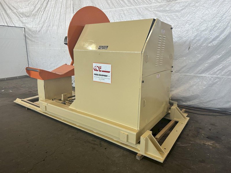 15000 LB X 24&quot; COE MOTORIZED POWER COIL REEL UNCOILER WITH COIL CAR: STOCK 18354