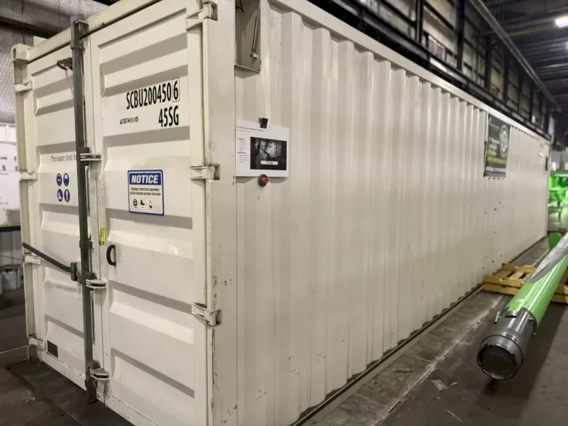40' RESATO CONTAINERIZED HIGH PRESSURE TEST BAY W/ 3 TON YALE HOIST SYSTEM: YOBRO #25867