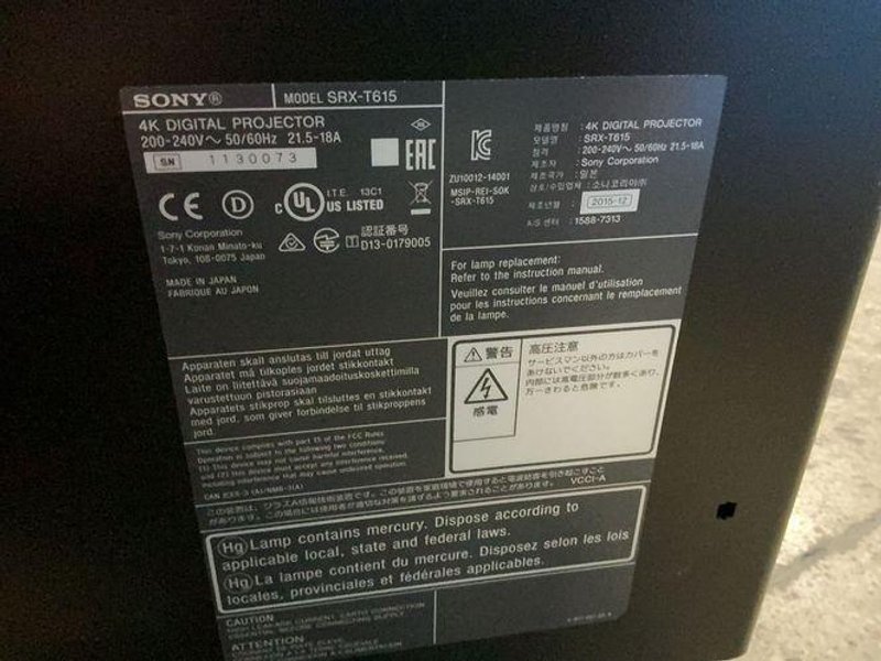 Sony 4k Digital Cinema Projector   -  Srx-t615