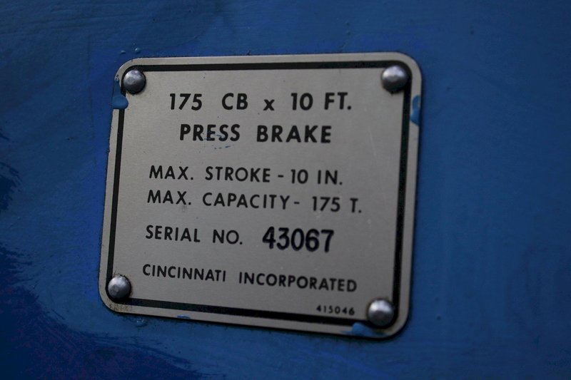 175 TON X 12' CINCINNATI CB HYDRAULIC PRESS BRAKE STOCK: 74778