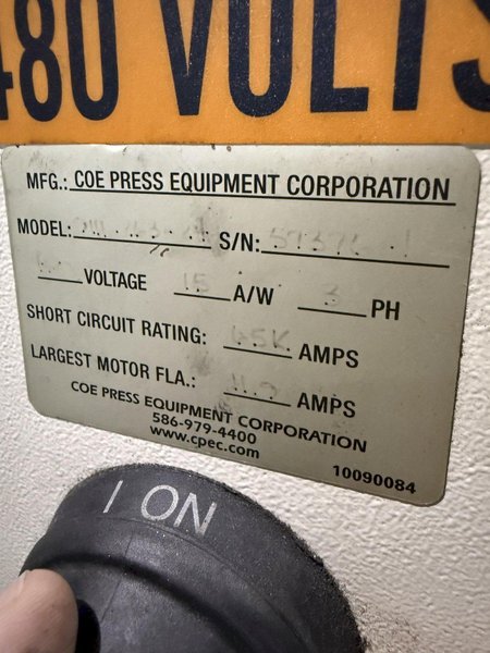 12&quot; X .156&quot; COE CPRF-SM-212 SERVO FEEDER WITH CONTROLLER. STOCK # 1226524