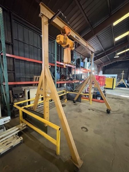 2 TON SPANCO MOBILE GANTRY CRANE WITH 2TON HARRINGTON HOIST STOCK# 4133