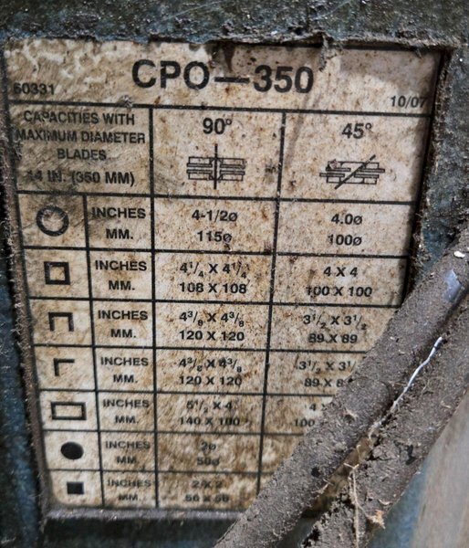 SCOTCHMAN CPO 350 CIRCULAR COLD SAW USED