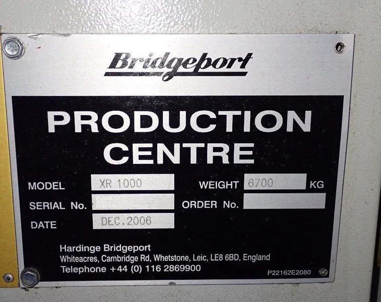 Hardinge Bridgeport XR 1000 CNC Vertical Machining Center – 12,000 RPM, TSC Mill