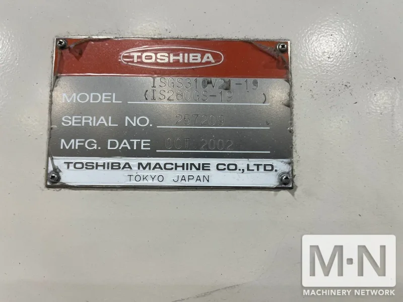 310 TON 40 OZ TOSHIBA MODEL ISGS310V10-19B INJECTION MOLDING MACHINE MFG 2002