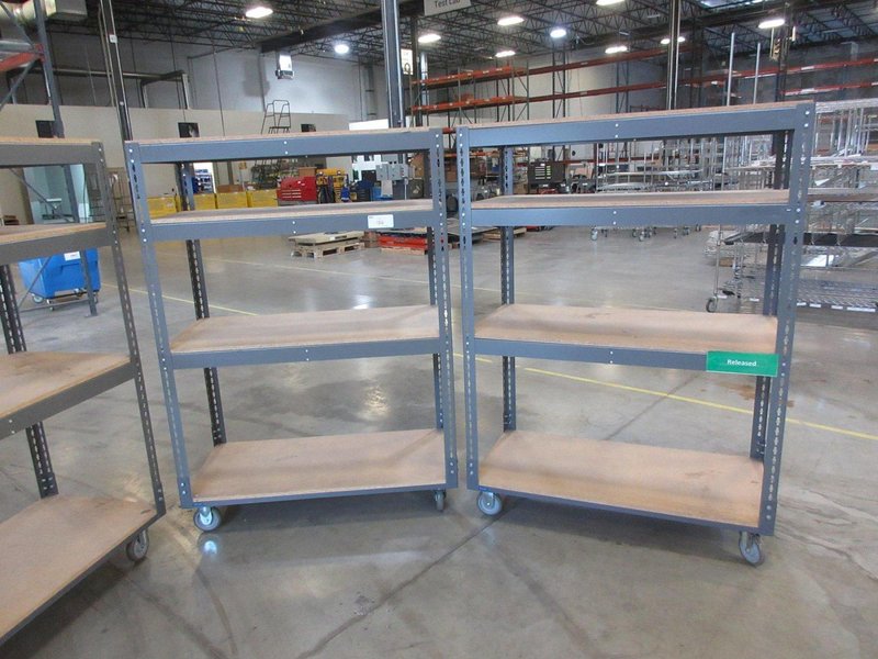 Metal Shelves, Heavy Duty with Wood Tops, Portable - 48" x 24" x 68"- Auction Item