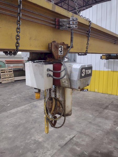 3 / 5 TON X 30' NORTH AMERICAN SINGLE GIRDER TOP RUNNING OVERHEAD BRIDGE CRANE &amp; COFFING HOIST: YOBRO #25275