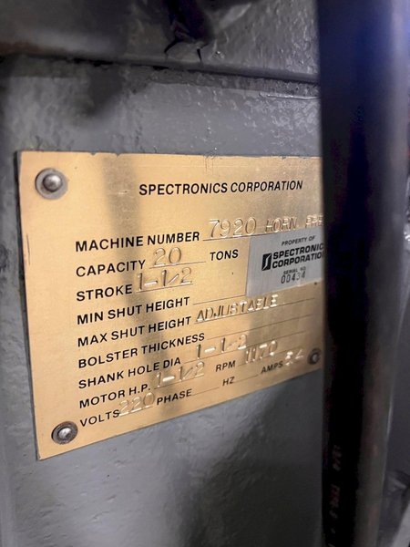 20 Ton Bliss Adjustable Bed / Horn Press