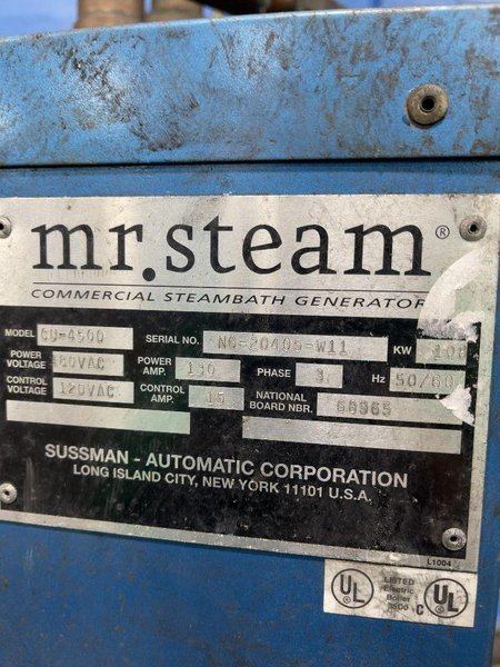 SUSSMAN-AUTOMATIC CORPORATION COMMERCIAL STEAM-BATH GENERATOR   -  CU-4500
