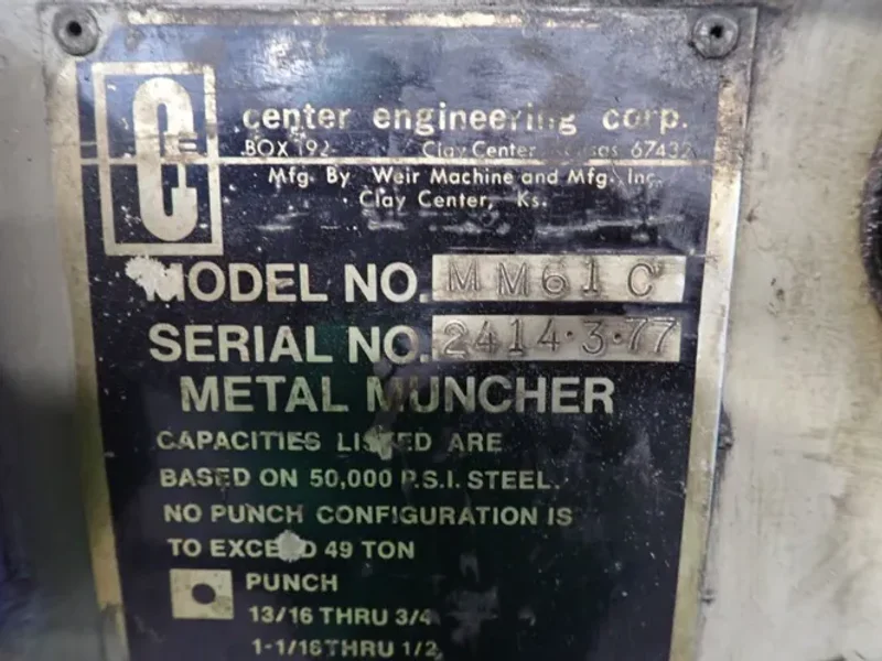 CENTER ENGINEERING 49 TON METAL MUNCHER  -  MM61C