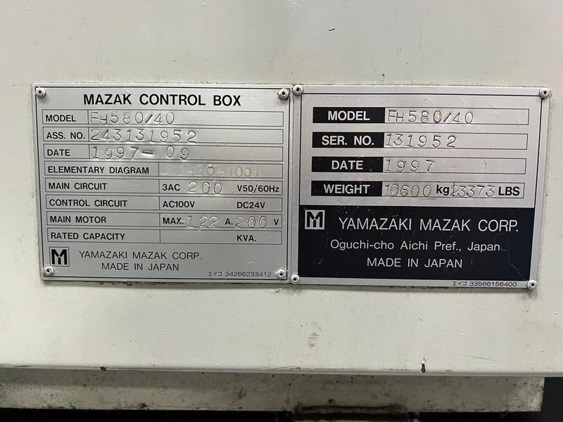 Mazak 580/40 Horizontal Machining Center STOCK #3102