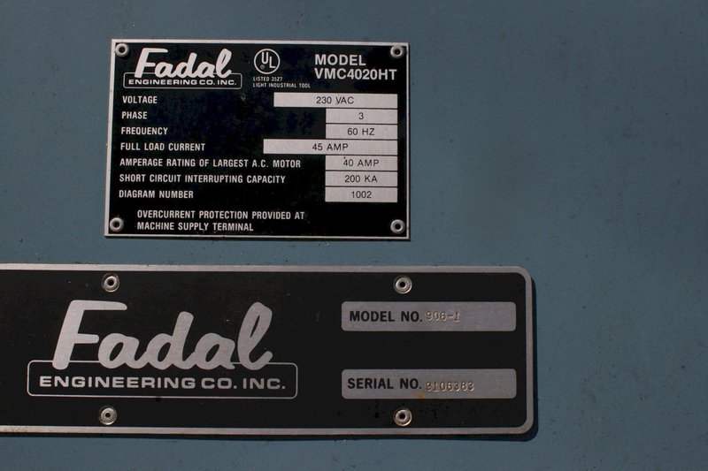 FADAL MODEL #VMC 4020 VERTICAL MACHINING CENTER: STOCK #74086