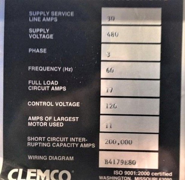 CLEMCO ELECTRICAL CONTROL PANEL: STOCK #19319
