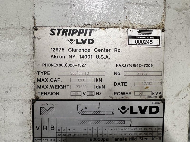 350 TON LTV STRIPPIT PRESS BRAKE STOCK #3402
