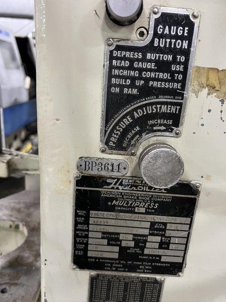 6 DENISON HYDRAULIC PRESS