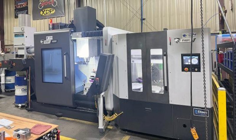 Doosan DVF 5000 5-Axis VMC, 2022 – 18K Spindle, 120 ATC, Through Spindle Coolant/Air, 8 Pallet Changer, Probing, Mist Collector, Conveyor