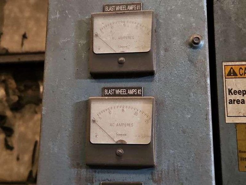 Viking 6&#039; swing table blast cleaning system with Micro Air cartridge dust collector, 2- direct drive shot wheels