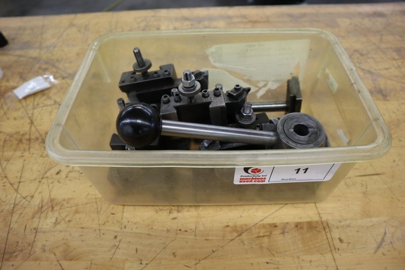 Aloris BXA Quick Change Tool Post with Assorted Slide-On Cutter Holders, 3" x 3" Base- Auction Item