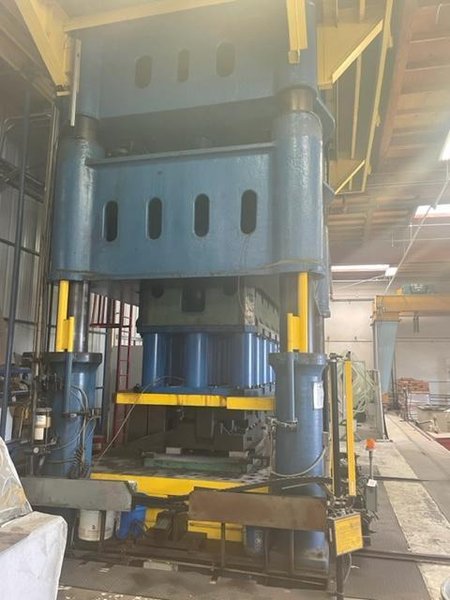 2100 Ton Lake Erie Hydraulic 4 Post Press, Double Action, 37" STR, 114" x 126" Rolling Bolster, Cushions, Updated &amp; Rebuilt in 2000