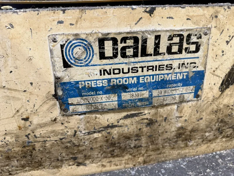 Dallas Industries Space Saver Coil Feed Line 15,000 Lbs. x 30" Wide x .188" (.250" x 18" Wide)