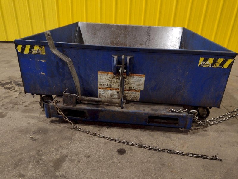 2000 LBS VESTIL MODEL HOP-LP HOPPER ROLLING DUMP CART W/ FORK POCKETS: STOCK #19444