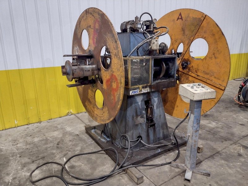 10,000 LBS FMS (FREEDOM MILL SYSTEMS) MODEL #UCD-550 DOUBLE END UNCOILER / COIL REEL: YOBRO #24900