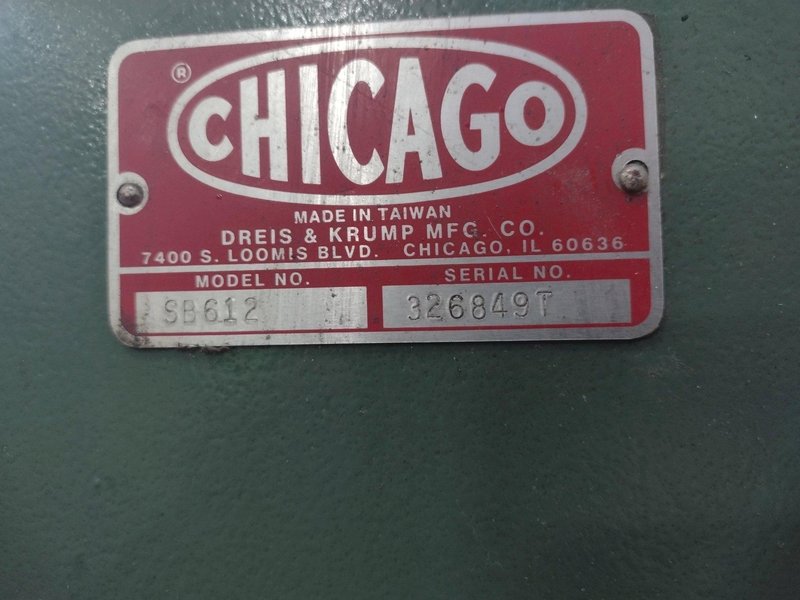 6&#039; X 12 GAUGE CHICAGO D&amp;K MODEL #SB612 APRON BRAKE: STOCK #23781