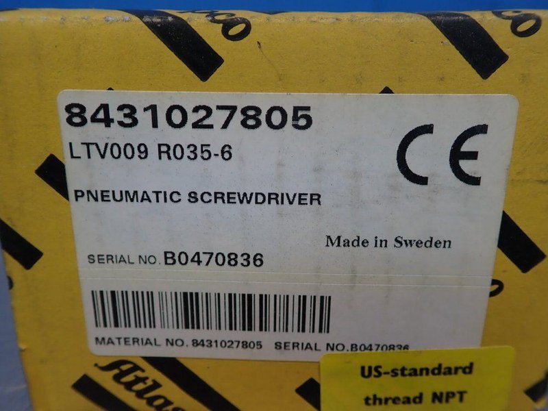 ATLAS COPCO 7BAR PNEUMATIC SCREWDRIVER   -  8431027805 / LTV009 R035-6