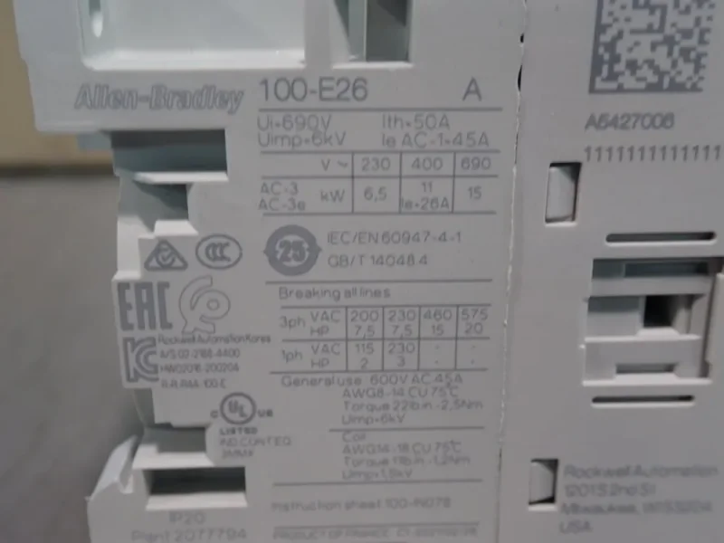 ALLEN-BRADLEY CONTACTOR  -  100-E26KD00