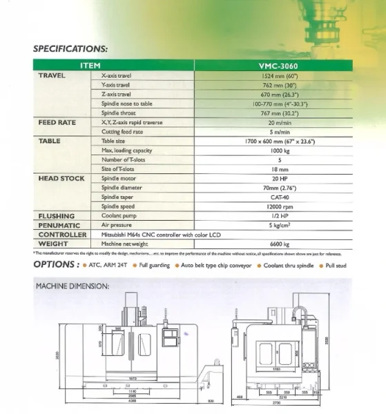 2005 MEGA MILL VMC-3060 | Machining Centers, Vertical