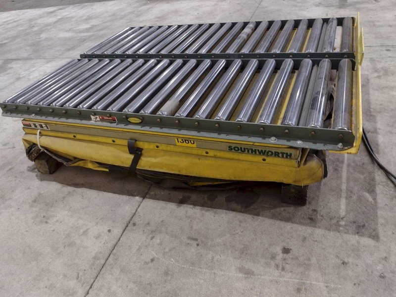 60&quot; X 48&quot; X 3500 LB SOUTHWORTH MODEL #LS4-36 DOUBLE ROLLER TOP LIFT TABLE, 110V SINGLE PHASE: STOCK #20927