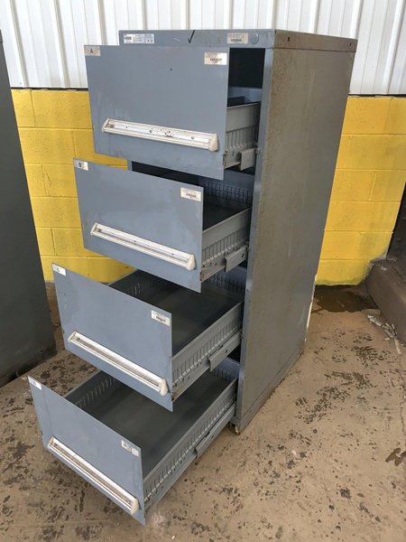4 DRAWER 22.5” x 28” x 59” VIDMAR TOOL STORAGE CABINET: STOCK #12471