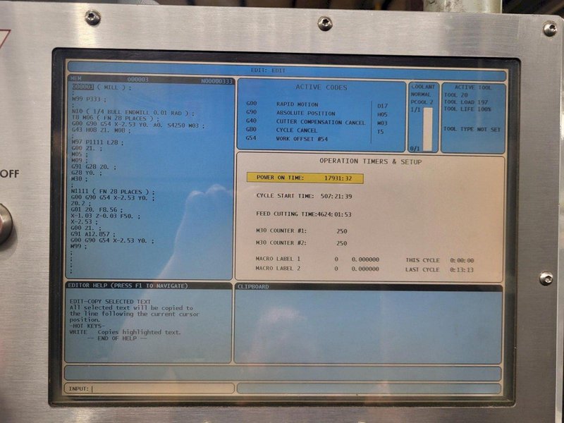 Haas VF-6/50 CNC Vertical Machining Center – 4th Axis Ready 50 Taper Mill