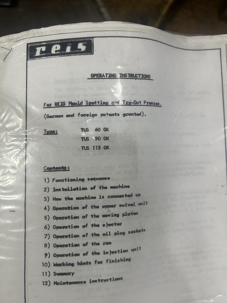 100 TON REIS MODEL #TUS 115-OK-100 DIE TRYOUT &amp; SPOTTING HYDRAULIC PRESS: YOBRO 25155