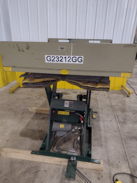 3800 LBS X 60" X 42" SOUTHWORTH MODEL #LS4-36 HYDRAULIC SCISSOR LIFT TABLE WITH ROLLER TOP, 110 VOLT: STOCK #20886